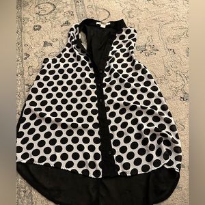 Flowy tank black and white polka dot - small